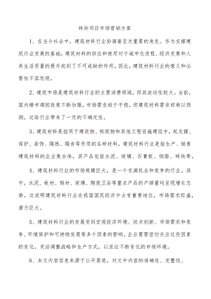 砖块项目市场营销方案.docx