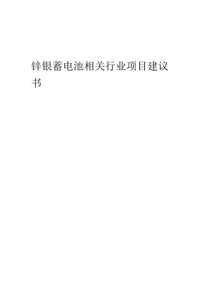 锌银蓄电池相关行业项目建议书.docx