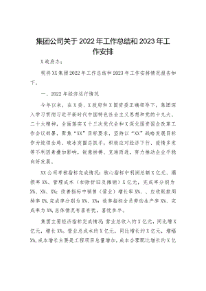 集团公司关于2022年工作总结和2023年工作安排.docx