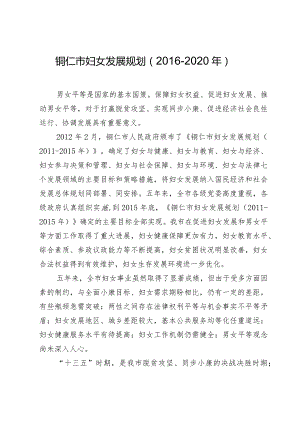 铜仁市妇女发展规划（2016-2020年）.docx
