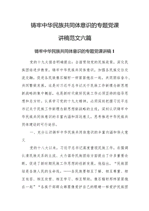 铸牢中华民族共同体意识的专题党课讲稿范文六篇.docx