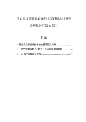 调研报告：国企党支部建设存在的主要问题及对策（3篇）.docx