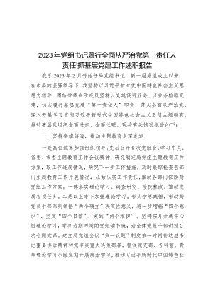 2023年党组书记履行全面从严治党第一责任人责任、抓基层党建工作述职报告&市知识产权局党组2023年度落实全面从严治党主体责任情况报告.docx