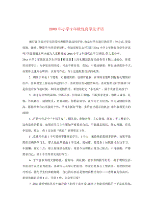 20XX年小学二年级优秀学生评语.docx