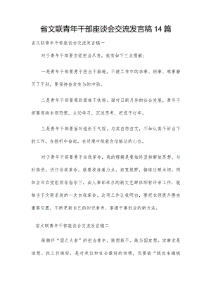 省文联青年干部座谈会交流发言稿14篇.docx
