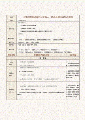《[国规]会展项目策划与组织》教案第2课识别与管理会展项目关系人、熟悉会展项目生命周期.docx