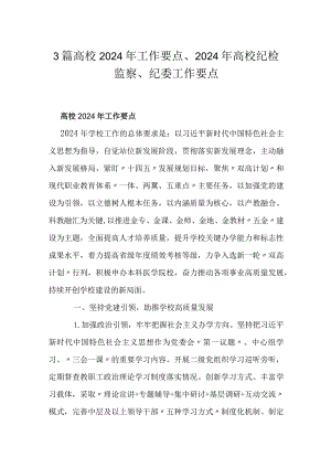 3篇高校2024年工作要点、2024年高校纪检监察、纪委工作要点.docx
