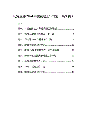 村党支部2024年度党建工作计划（共9篇）.docx