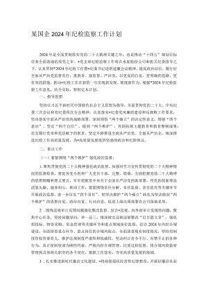 某国企2024年纪检监察工作计划.docx