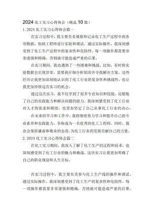 2024化工实习心得体会（精选10篇）.docx