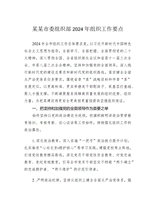 某某市委组织部2024年组织工作要点.docx