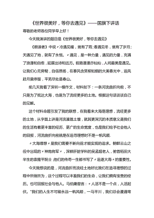 《世界很美好等你去遇见》发言稿--国旗下讲话.docx
