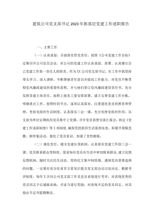 建筑公司党支部书记2023年抓基层党建工作述职报告.docx
