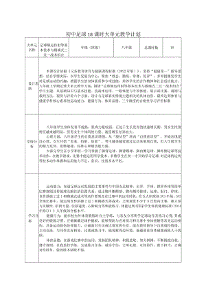 14、水平四初中足球18课时大单元教学计划《足球脚内侧颠球与游戏》.docx