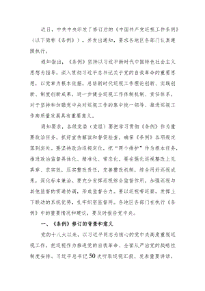 《中国共产党巡视工作条例》学习传达讲稿.docx