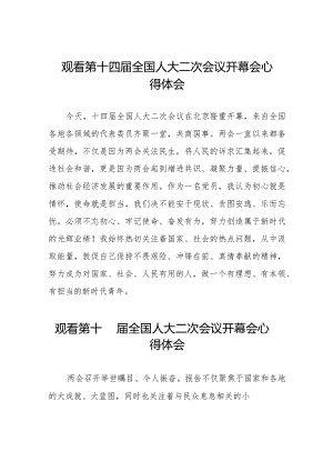 最新版2024年全国两会观看第十四届全国人大二次会议开幕会学习体会五十篇.docx