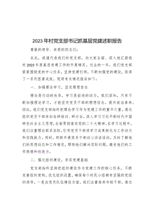 2023年度抓基层党建述职报告（村党支部书记）.docx