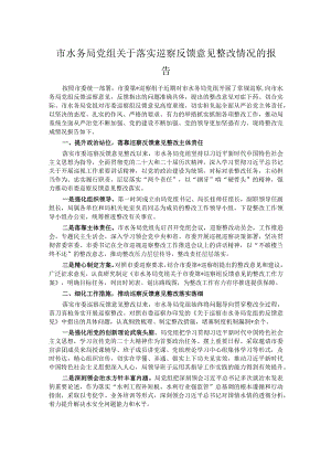 市水务局党组关于落实巡察反馈意见整改情况的报告.docx