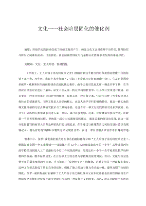 文化——社会阶层固化的催化剂论文.docx