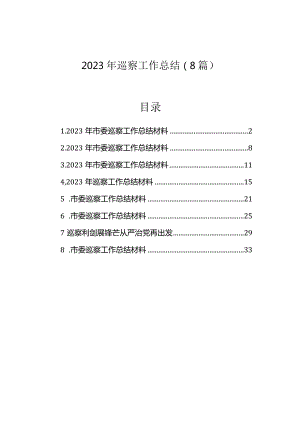 2023年巡察工作总结（8篇）.docx