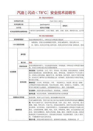 【汽油[闪点小于-18℃]】安全技术说明书SDS+安全标签（最新精修版）.docx