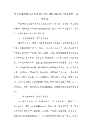 镇长在违纪违法典型案集中学习研讨会议上的发言提纲.docx