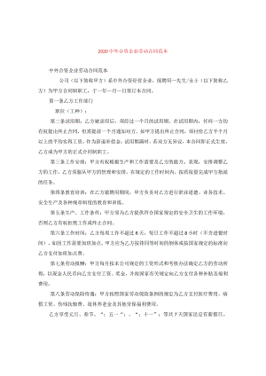 20外合资企业劳动合同范本.docx