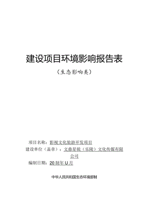 影视文化旅游开发项目环评报告表.docx
