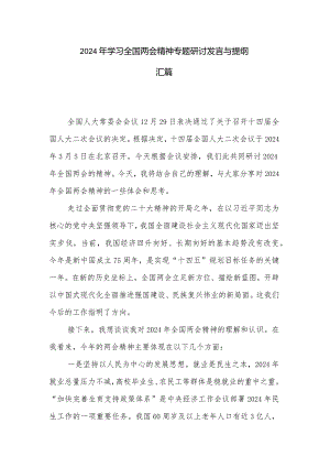 2024年学习全国两会精神专题研讨发言与提纲2篇.docx