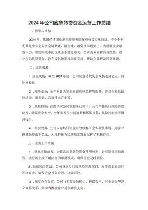 2024年公司应急转贷资金运营工作总结.docx