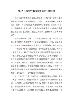年轻干部党性教育培训班心得感想.docx