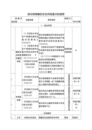 液化烃储罐区安全风险重点检查表.docx