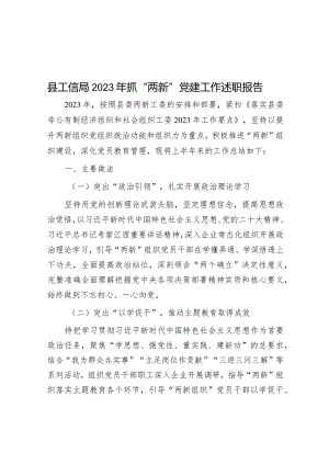 县工信局2023年抓“两新”党建工作述职报告&人大主任讲话：坚定制度自信走好群众路线.docx