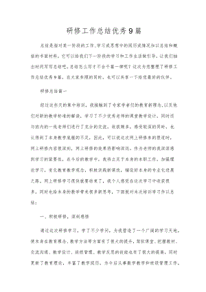 研修工作总结优秀9篇.docx