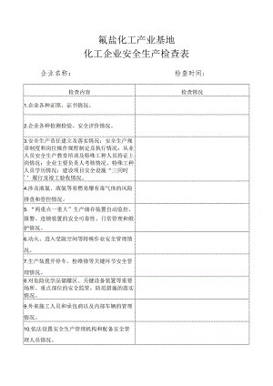 氟盐化工产业基地化工企业安全生产检查表.docx