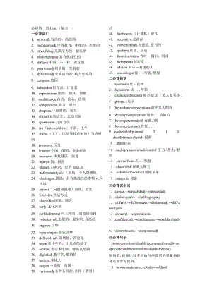 北师大版（2019）必修第一册Unit1LifeChoices复习知识清单一.docx