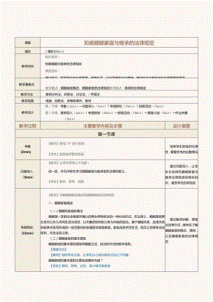 中职《法律常识》教案第8课知晓婚姻家庭与继承的法律规定.docx
