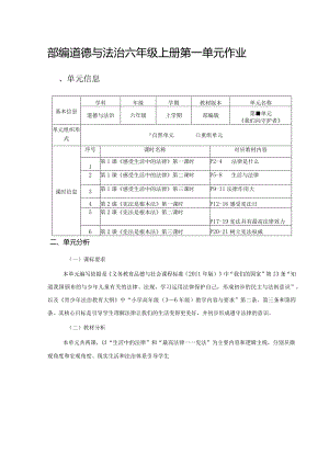部编道德与法治六年级上册第一单元作业(优质案例).docx
