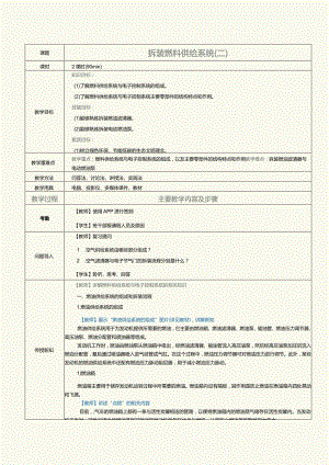 中职《汽车发动机与底盘拆装》教案第5课拆装燃料供给系统（二）.docx