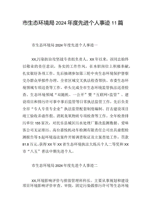 市生态环境局2024年度先进个人事迹11篇.docx