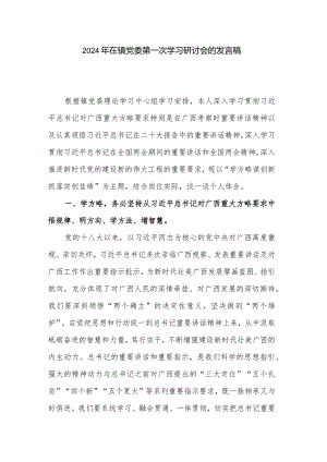 2024年在镇党委第一次学习研讨会的发言稿.docx