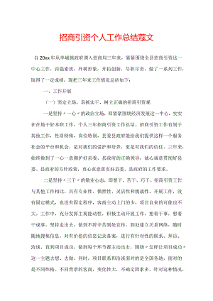 招商引资个人工作总结范文.docx