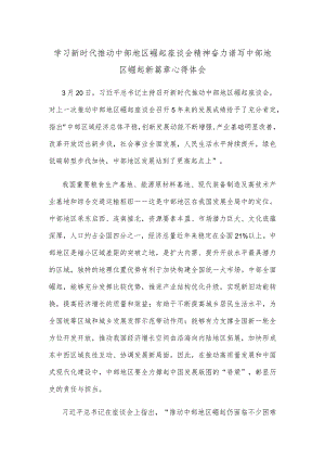 学习新时代推动中部地区崛起座谈会精神奋力谱写中部地区崛起新篇章心得体会.docx