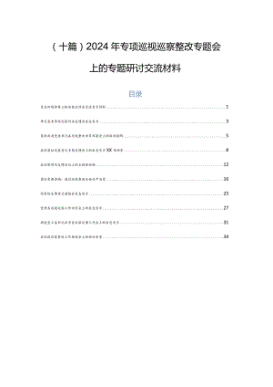 （十篇）2024年专项巡视巡察整改专题会上的专题研讨交流材料.docx