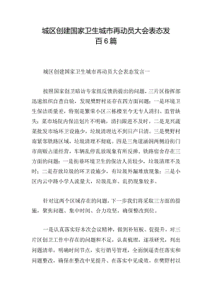 城区创建国家卫生城市再动员大会表态发言6篇.docx