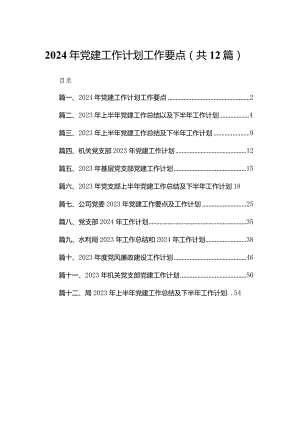 2024年党建工作计划工作要点12篇（精编版）.docx