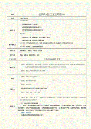 《机械制造工艺》教案第2课初识机械加工工艺规程（二）.docx
