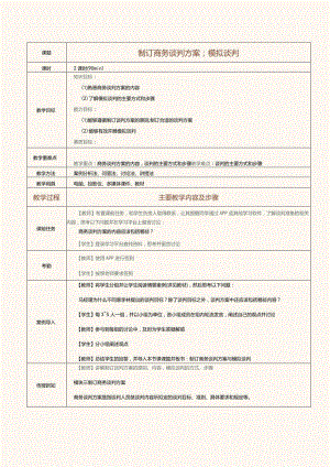 《推销技巧与商务谈判》教案第15课制订商务谈判方案；模拟谈判.docx