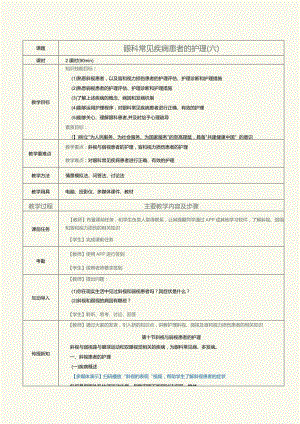 《眼耳鼻咽喉口腔科护理学》教案第8课眼科常见疾病患者的护理（六）.docx