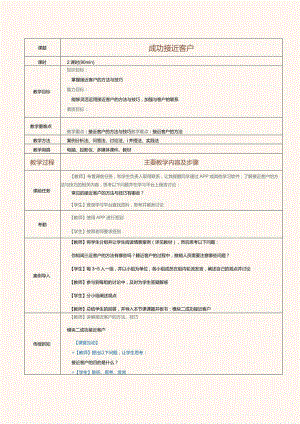 《推销技巧与商务谈判》教案第8课成功接近客户.docx